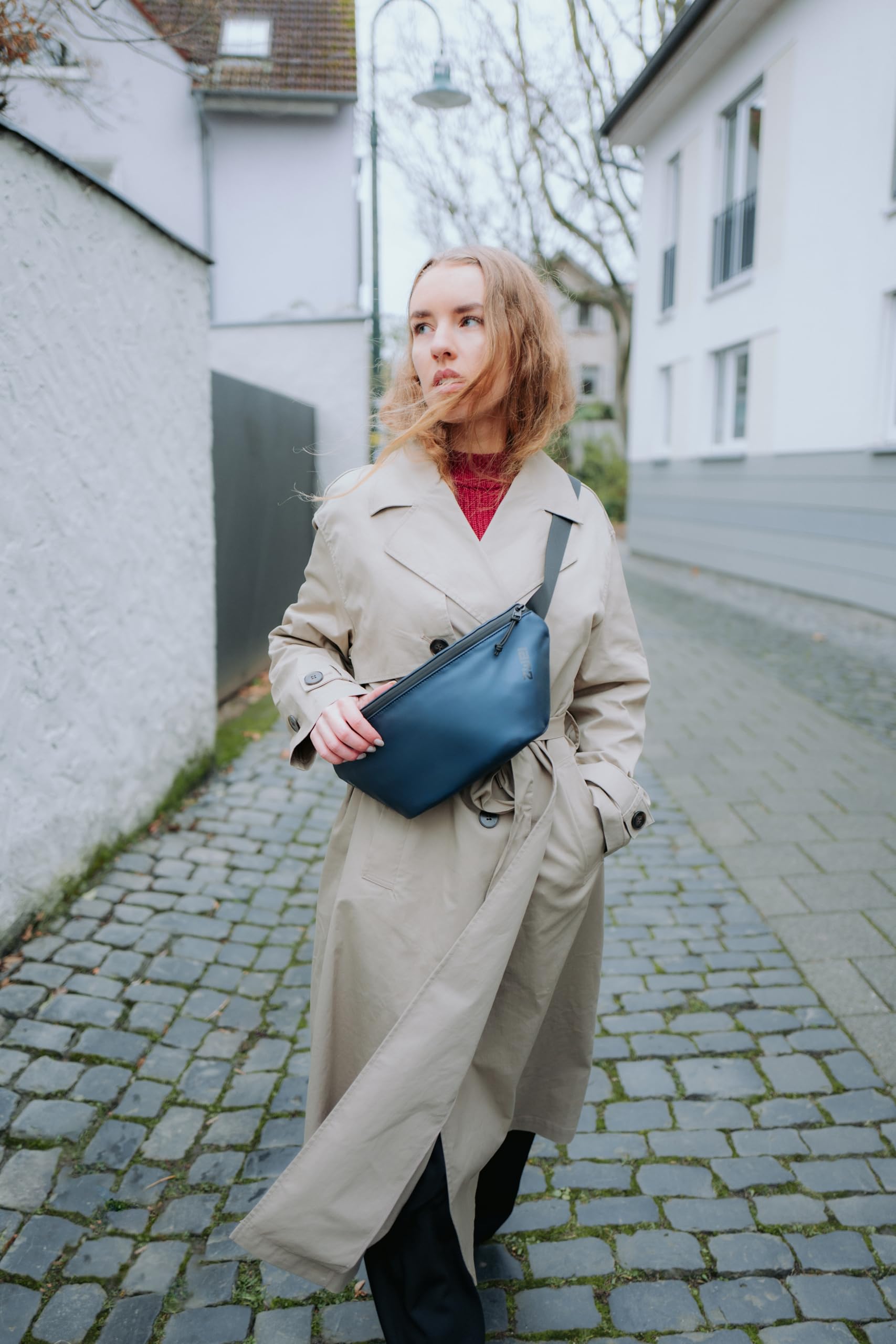 Zwei Unisex Bauchtasche Cargo CAH55 Gürteltasche 2 Liter (34 x 15 cm) wasserfestes, strapazierfähiges Hydroflex, Damen Herren Crossbody Bag mit verstellbarem Gurt mit Klickverschluss (metallic-Blue)
