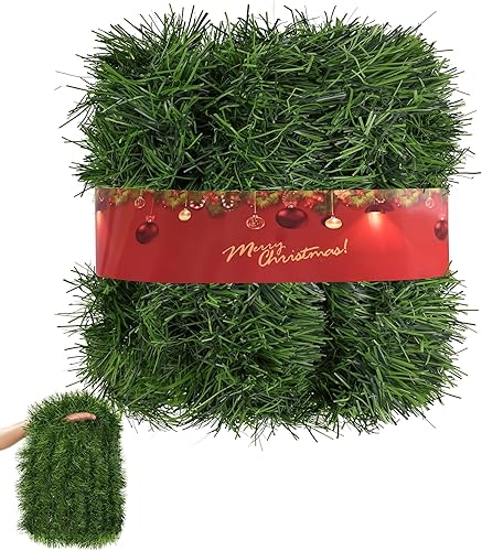 Guirnalda de Navidad artificial de 20 pies Verde suave vid verde para decoración del hogar, fiesta de boda, decoración del hogar, decoración