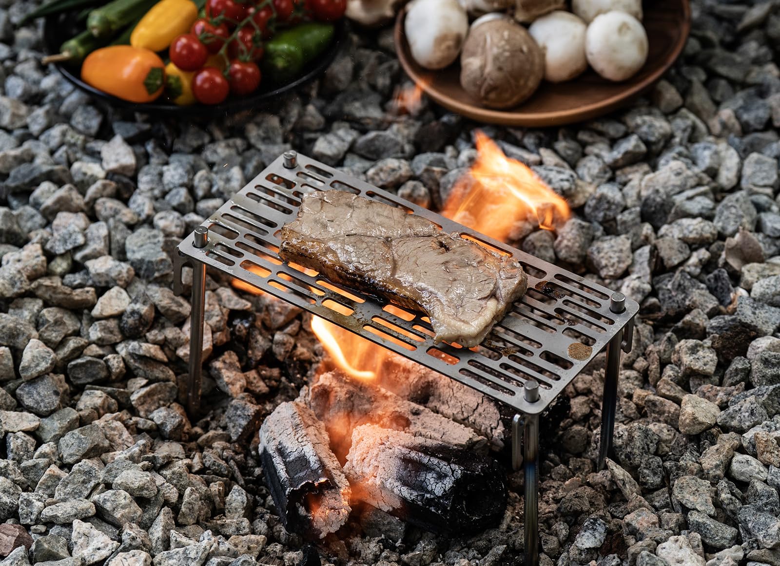 iBasingo Griglia in titanio con pinza da cucina, ultra leggera, accessorio per barbecue per esterni, per campeggio, escursioni e backpacking, spessore 2 mm, resistente al calore (Ti2023C+Ti1014T)