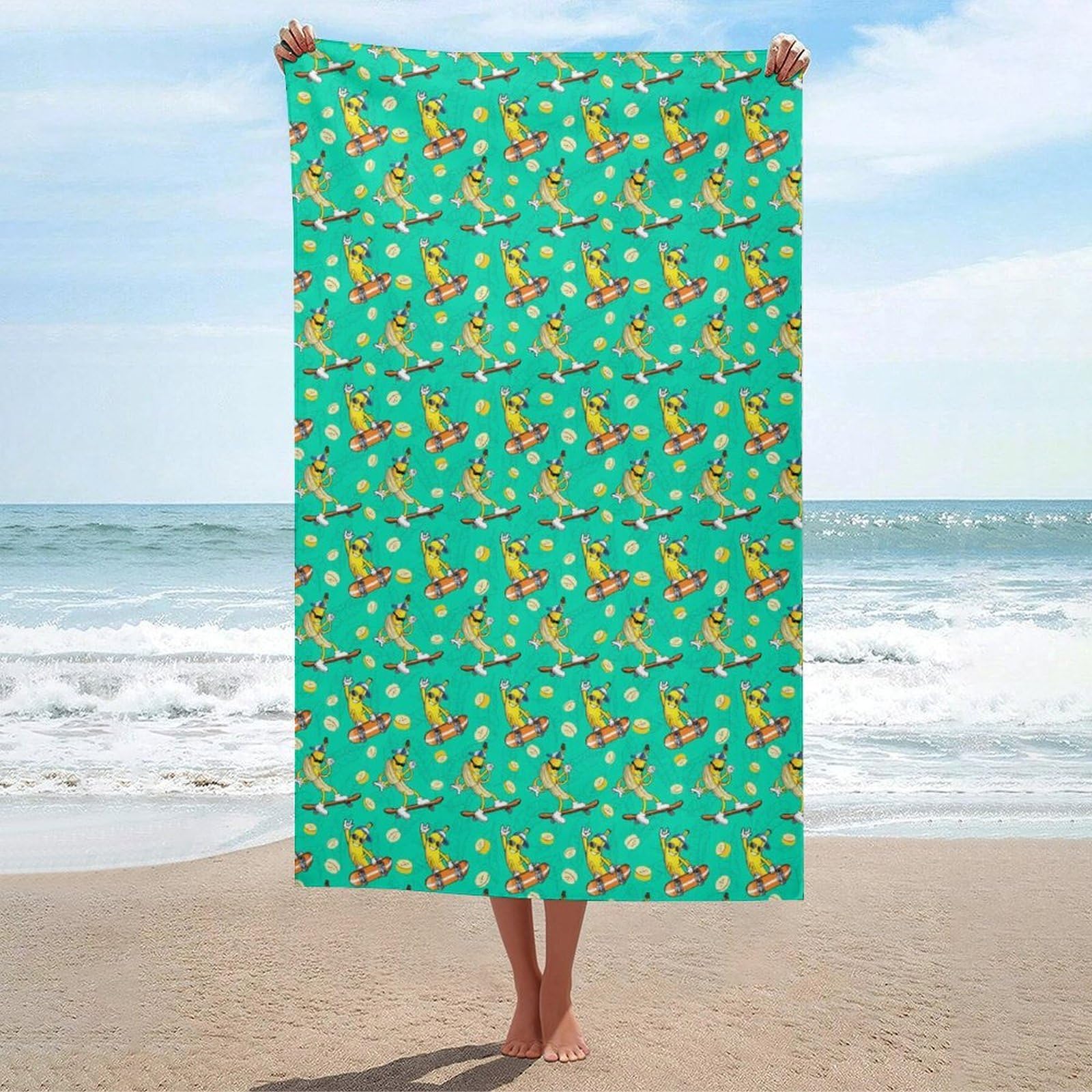Anceky Beach Towel Soft Banana Skateboard Bath Towels Quick Dry Bath Towel for Beach Pool Yoga Swim Shower 31 X 51 in