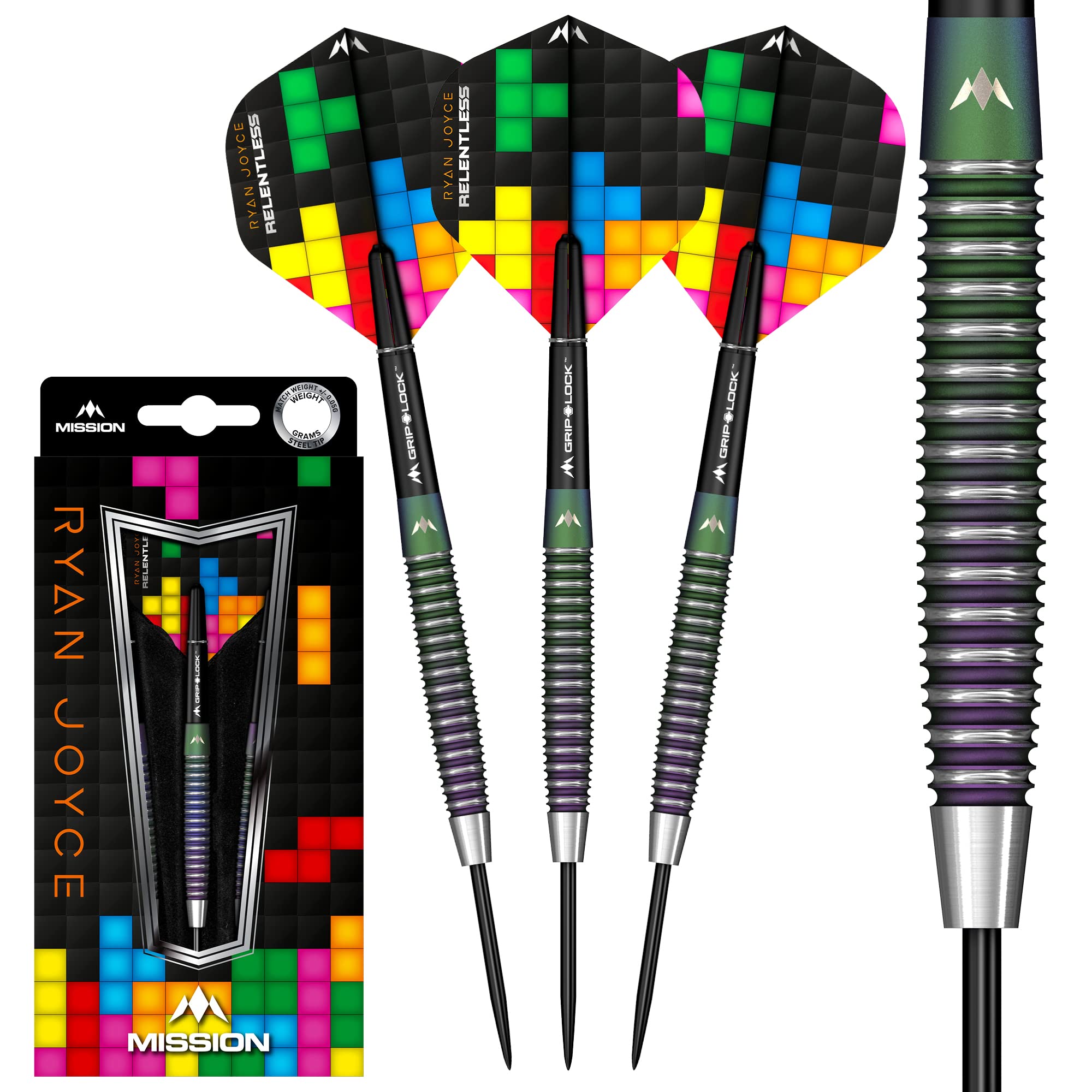 Mission DartsRyan Joyce, Relentless | Darts Set with Premium 95% Tungsten Coral PVD Coated Barrel and Steel Tip, Multiple Weights