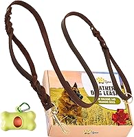 Vista 9 de ADITYNA - Correa de perro de cuero de doble asa de 6 pies - Correa trenzada resistente con asa de tráfico - Correa para entrenar y caminar razas