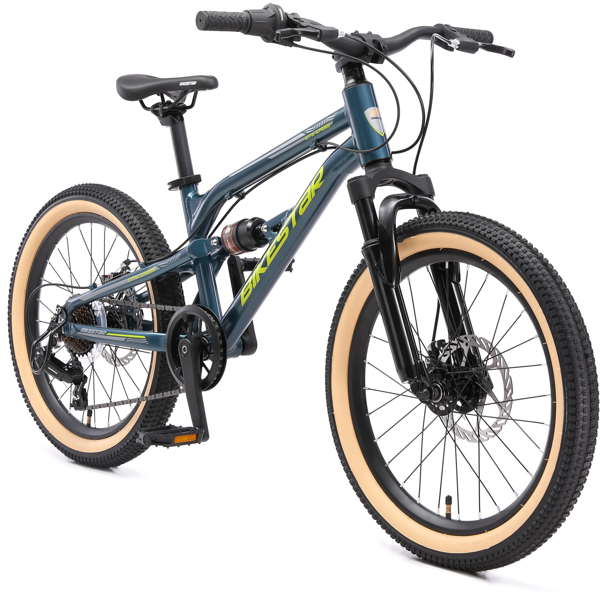 mountainbike 6 jahre BIKESTAR Kinder Fahrrad Aluminium Fully 7 Gang Shimano, Scheibenbremse ab | 20 Zoll Kinderrad Fully MTB Color:Silver Mullet 2024 UNBOUND Gravel | PowerslideArt_Speedclubs