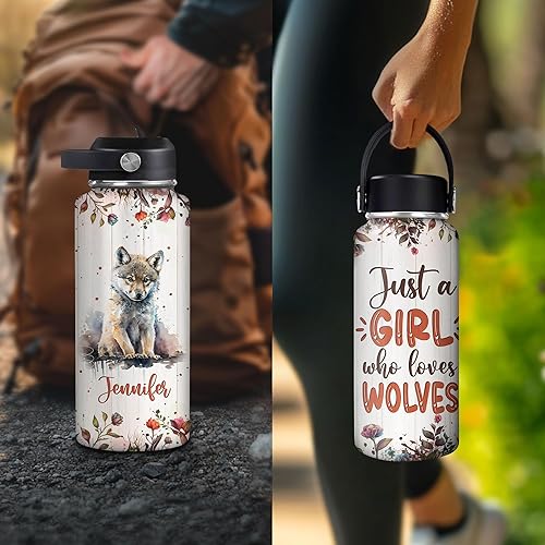 Vista 83 de Hyturtle Botella de agua personalizada de burro, botella de acero inoxidable aislada con nombre personalizado con tapa a prueba de fugas, 18 onzas