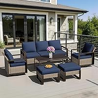 Vista 31 de Sofá de Mimbre Metálico para Patio de 75", Sofá Sillón de Ratán para Exteriores de 3 Asientos para Todo Tipo de Clima con Cojines Premium