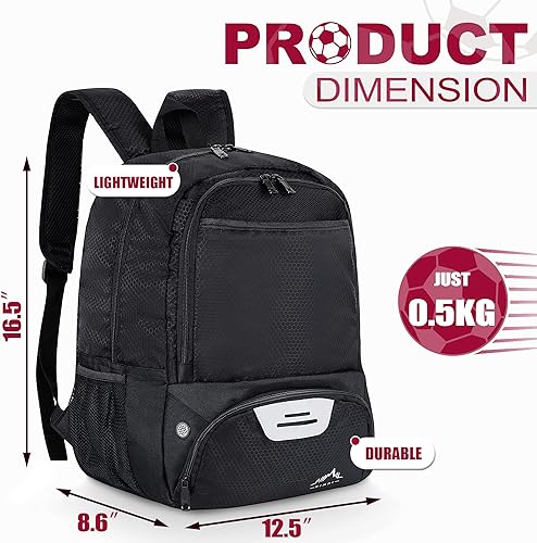 Miniatura 9 de Himal Outdoors Bolsa de fútbol para fútbol, mochila para fútbol, voleibol y balonmano, bolsa deportiva con tacos separados y soporte para pelota