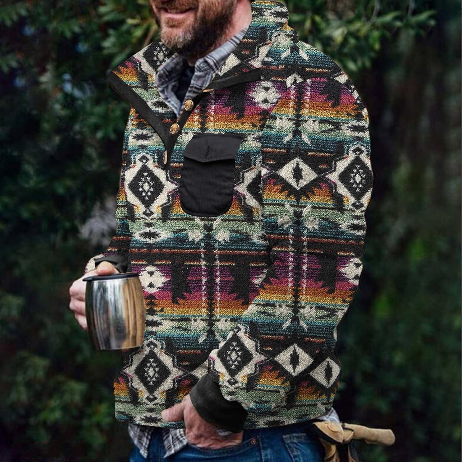 Men Hoodies Men Fuzzy Sherpa Pullover Sweatshirts Winter Warm