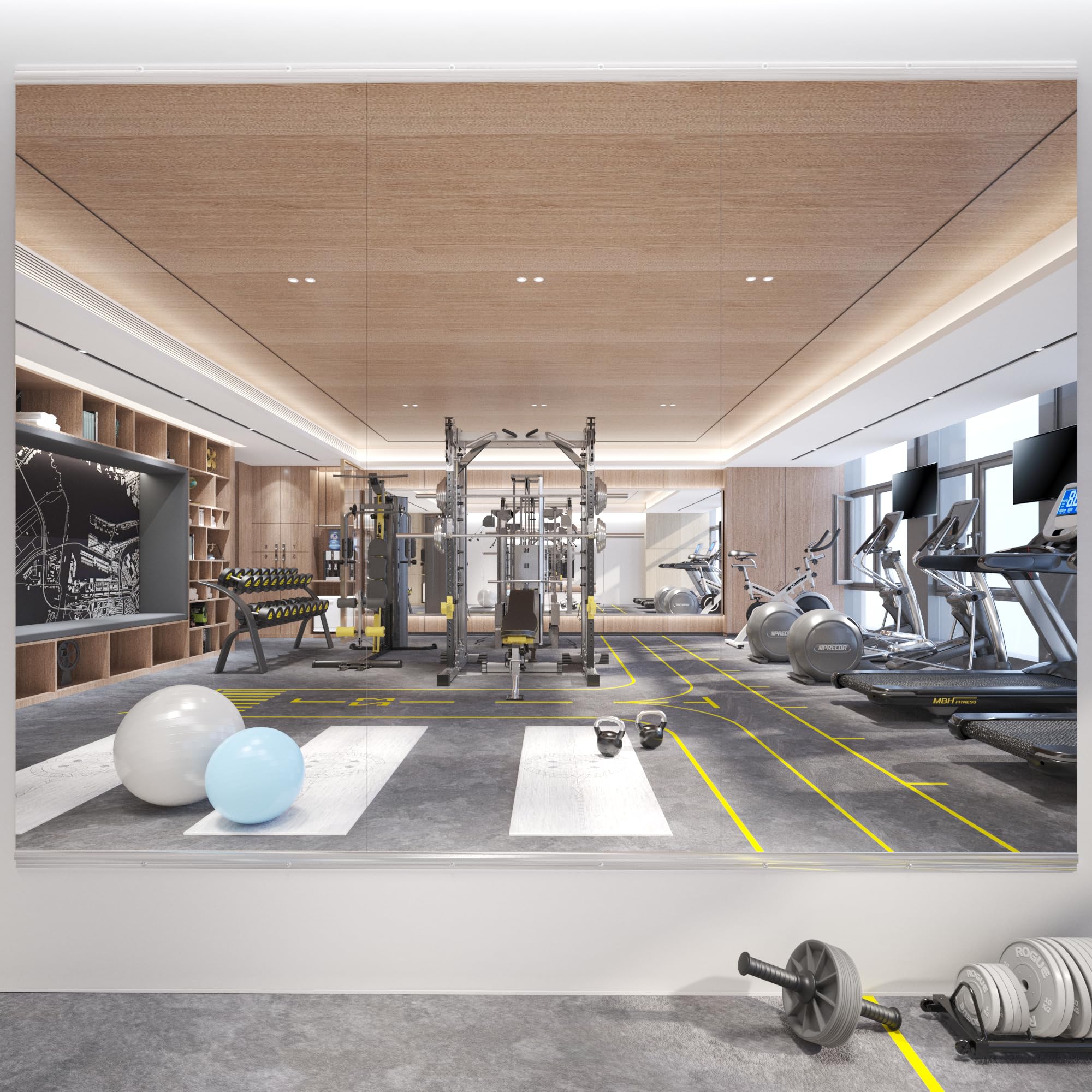 56X24 3Pack Large Home Gym Mirror, Frameless Tempered Glass Dance Wall Mounted Mirror for Home, Yoga, Dancing, Studio, Living Room