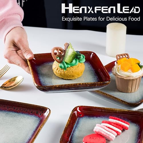 Miniatura 6 de HENXFEN LEAD Paquete: platos de postre pequeños de 6.3 pulgadas y platos llanos grandes de 11 pulgadas