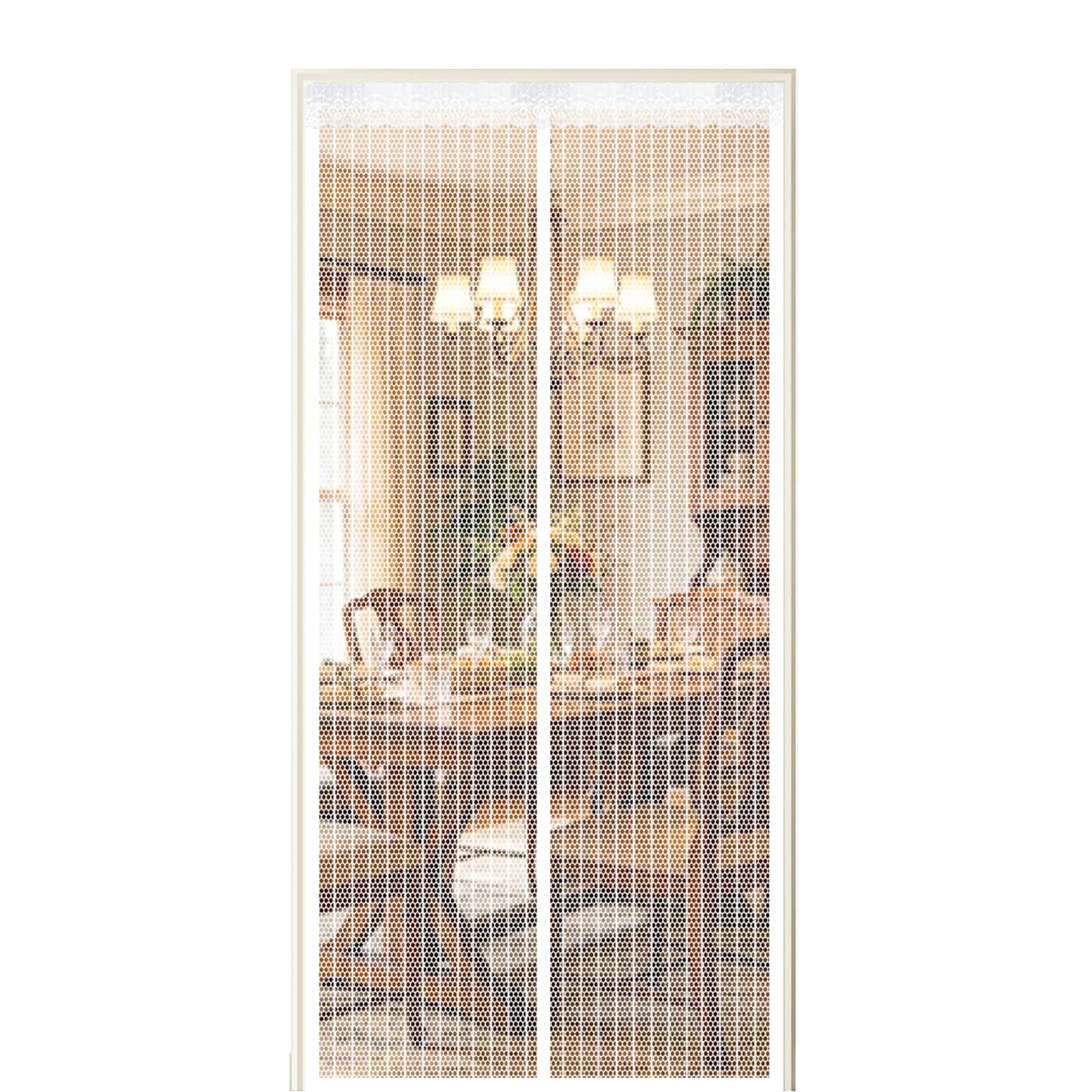 Fly Screen Door 265 x 190 cm Self Sealing Powerful Magnets Fly Insect Screen Door with Powerful Magnets & Full Frame Magic Tape Suitable for Patio Doors Balcony Bedroom, White