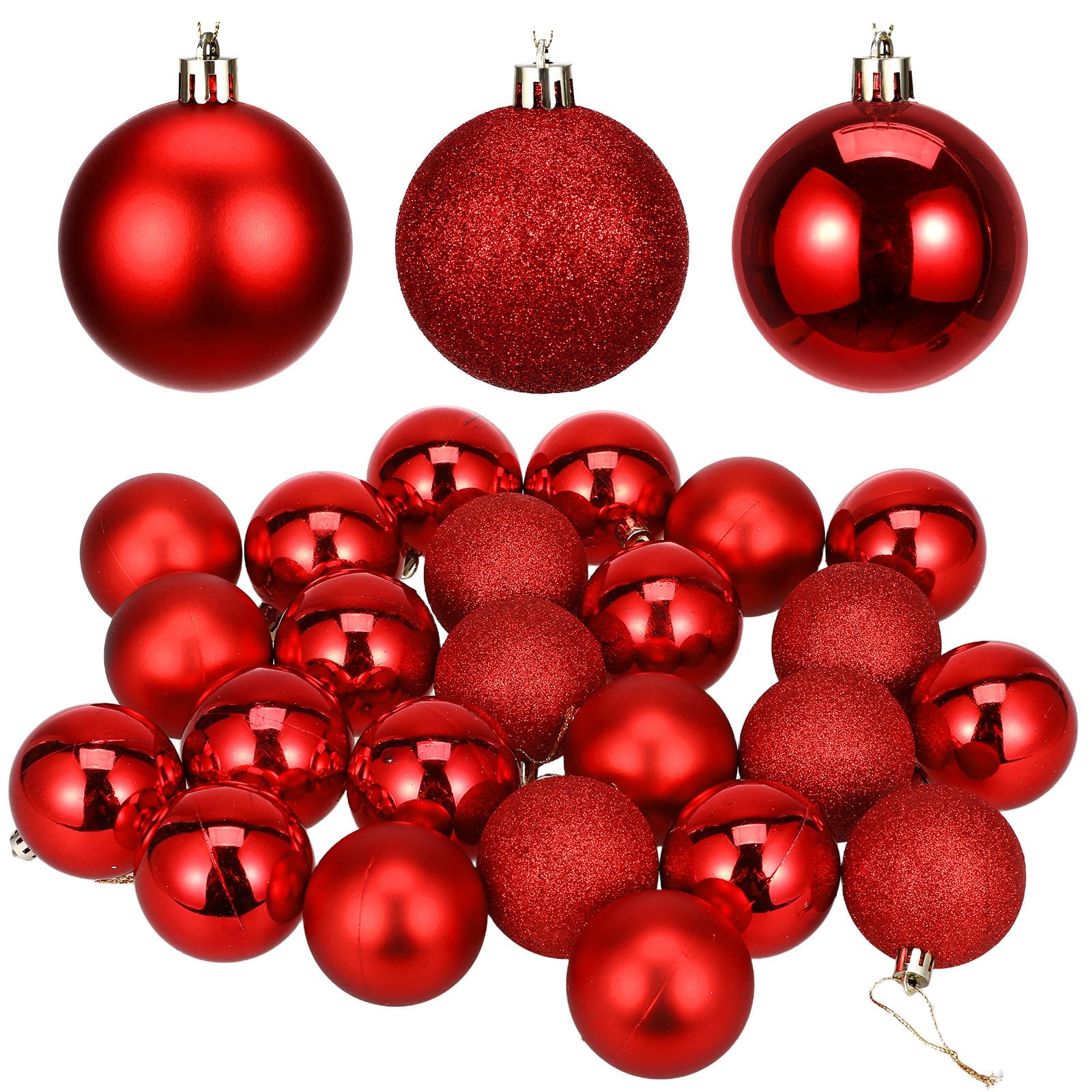 Boules de Noël Suspendues Décoration Festive en Plastique Rouges Design Plaqué Brillant pour Murs et Portes Lors de Fêtes et Anniversaires