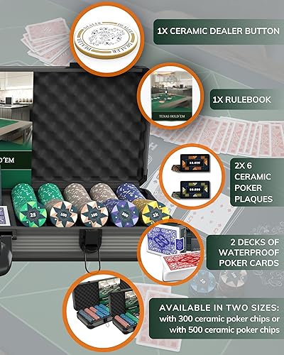 Miniatura 2 de Bullets Playing Cards - Estuche de póquer con 500 fichas de poker de cerámica 'Paulie' con valores