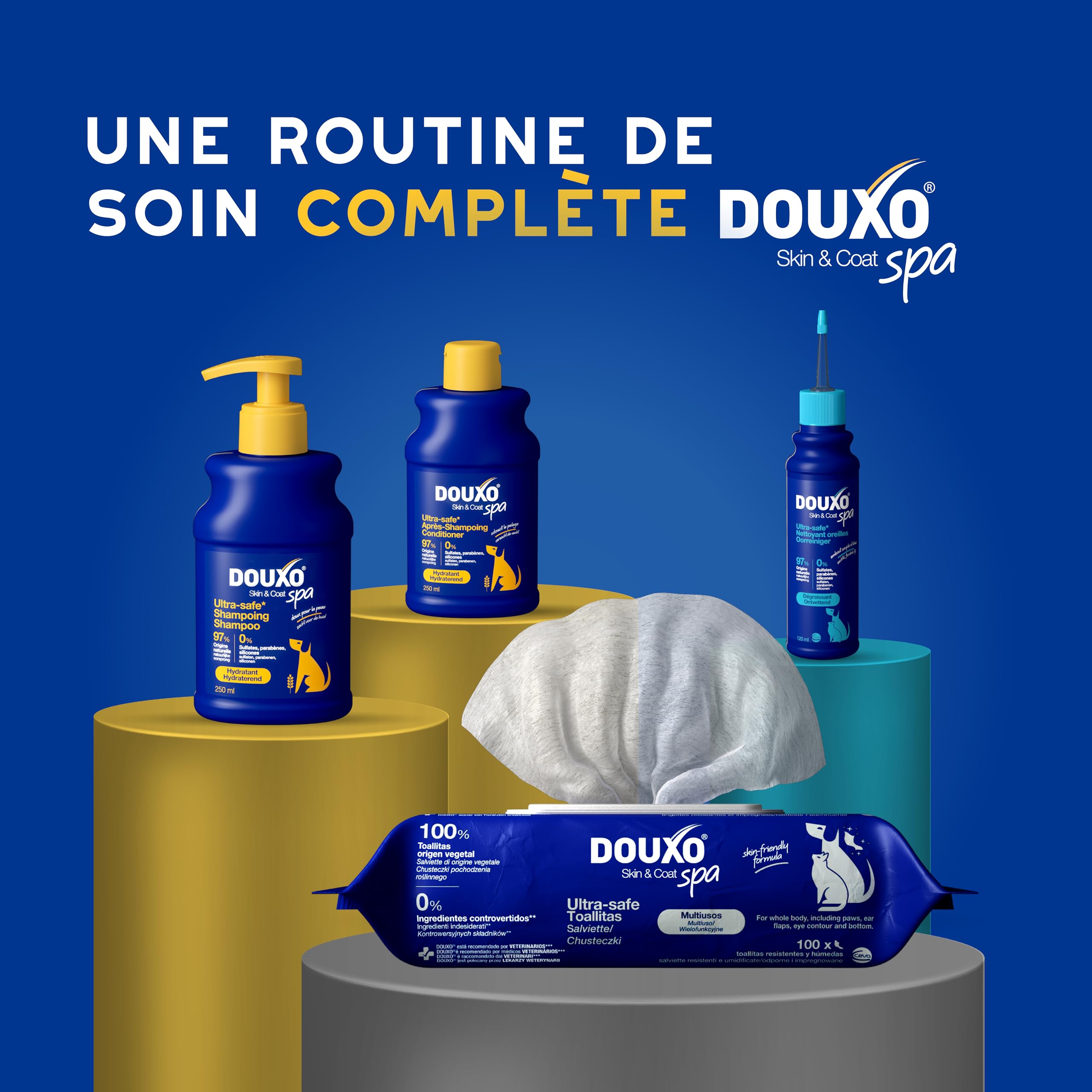 DOUXO Skin & Coat Spa - Ultra-Safe Shampoing hydratant pour Chien, 250mL, Nettoie et Hydrate la Peau Profondeur, Laisse Le Pelage Doux et éclatant, Formule respectueuse de la Peau.