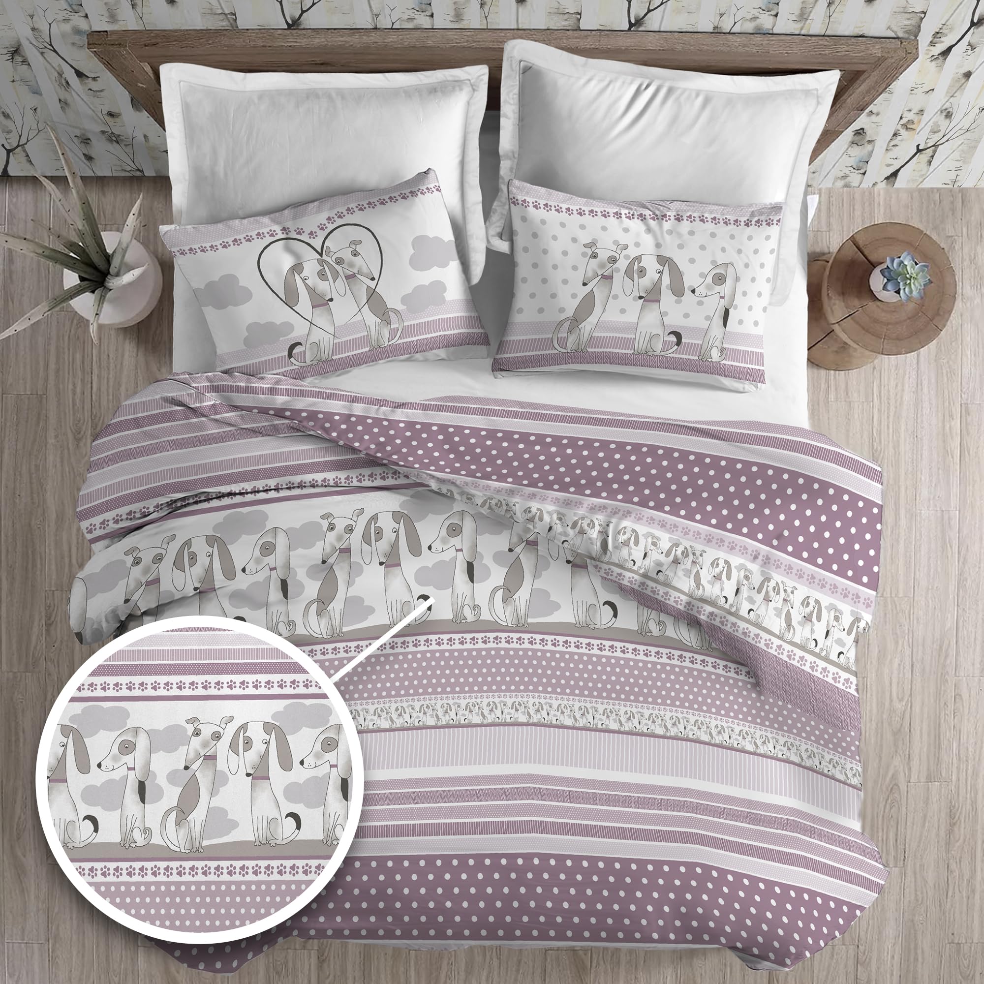 PENSIERI DELICATI Duvet Cover, Cotton, Baubau Pink, Queen-Size Bed - Image 2