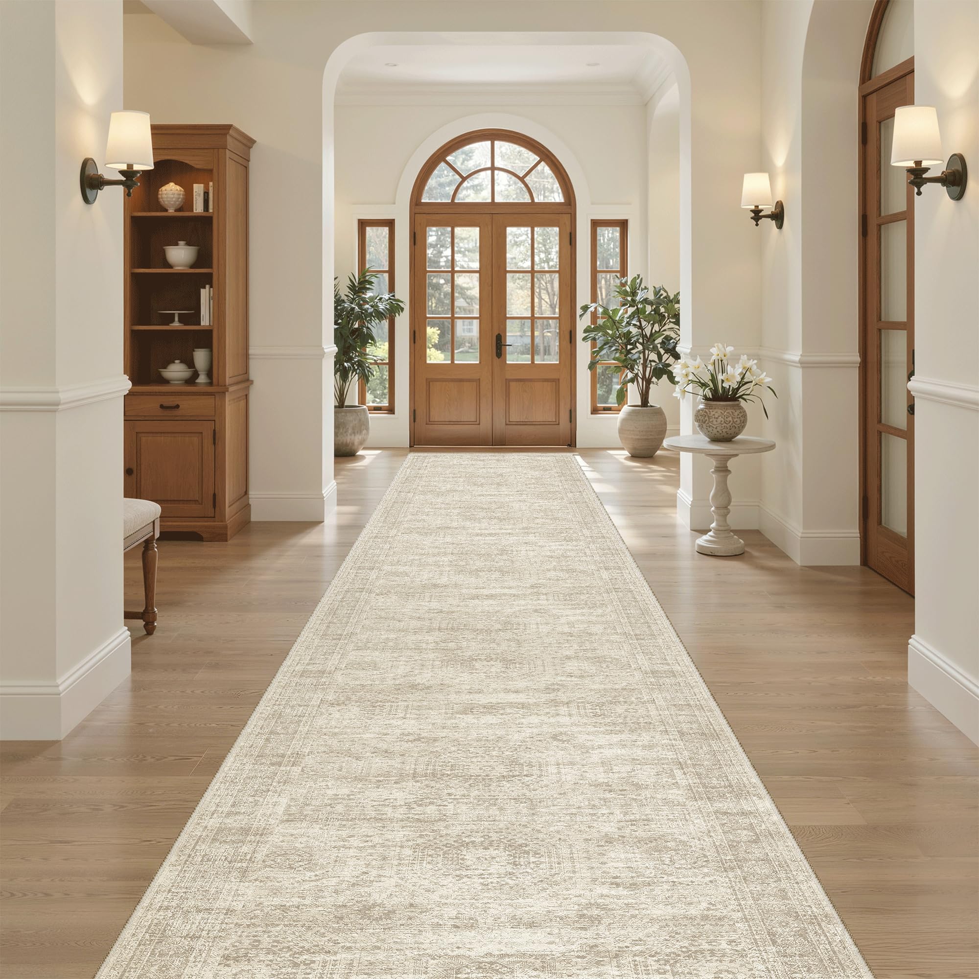 Soalmost Washable 3x16 Hallway Runner Rug Non-Slip Kitchen Entry Rugs Beige — image 1
