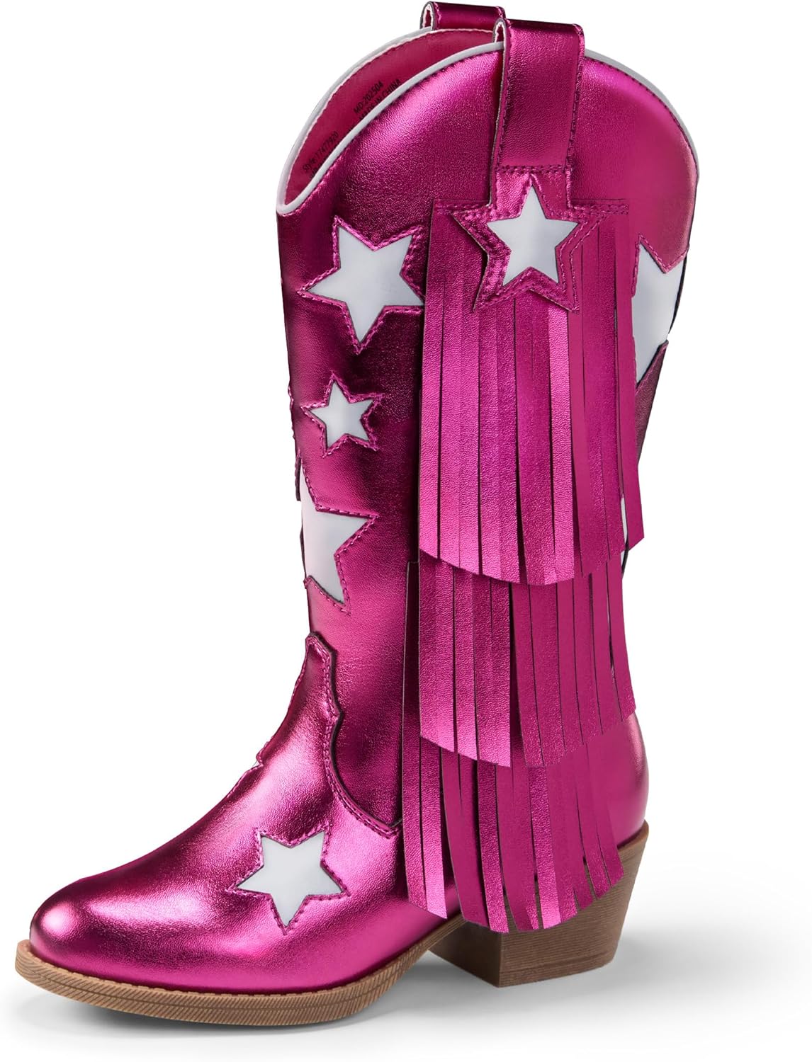 PATPAT Girls Cowgirl Boots Pointed Toe Stars Tassel Western Cowboy Boots for Riding Vintage Fringe Platform Shoes