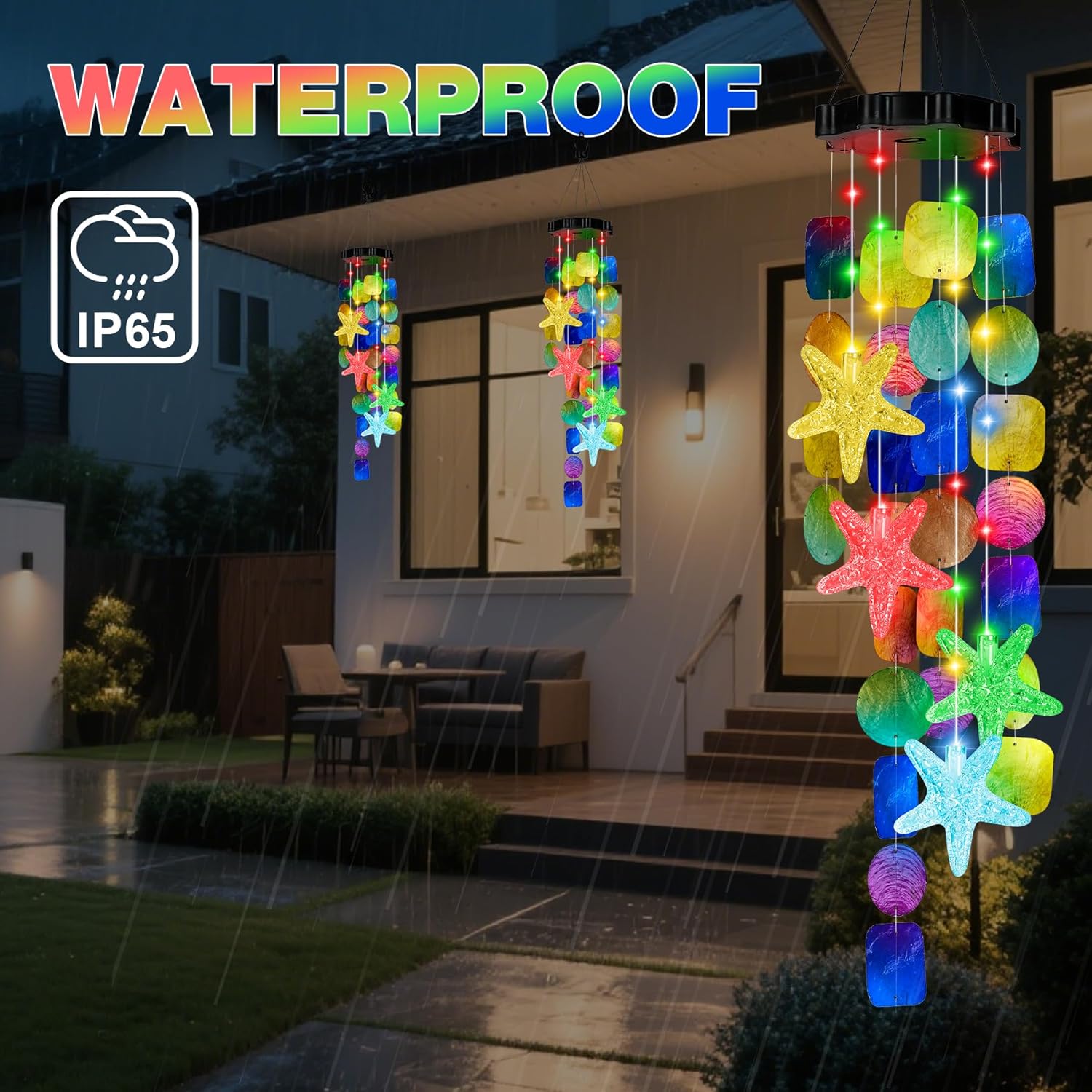 Valentines Day Gifts Solar Wind Chimes for Outside Garden, Handcrafted Capiz Shell Wind Chime Lights Outdoor Ocean/Beach Themed Gift for Mom Grandma Women Mother’s Day - Image 3