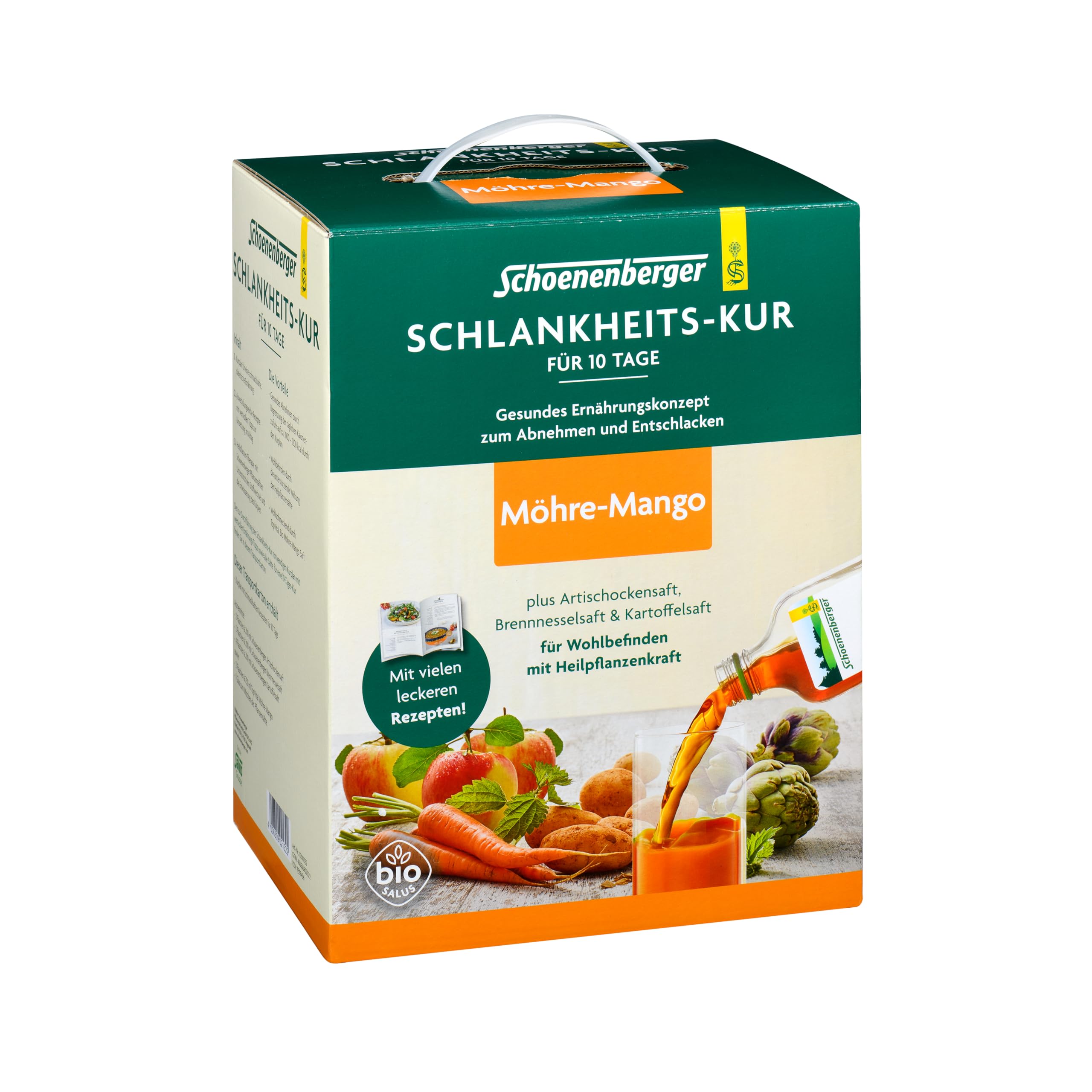 Schoenenberger - Schlankheits-Kur Möhre-Mango Fruchtig - Set mit Möhre-Apfel-Mango, Artischocken-, Brennnessel-, Kartoffelsaft - gesundes Ernährungskonzept zum Abnehmen - Saftkur für 10 Tage - bio