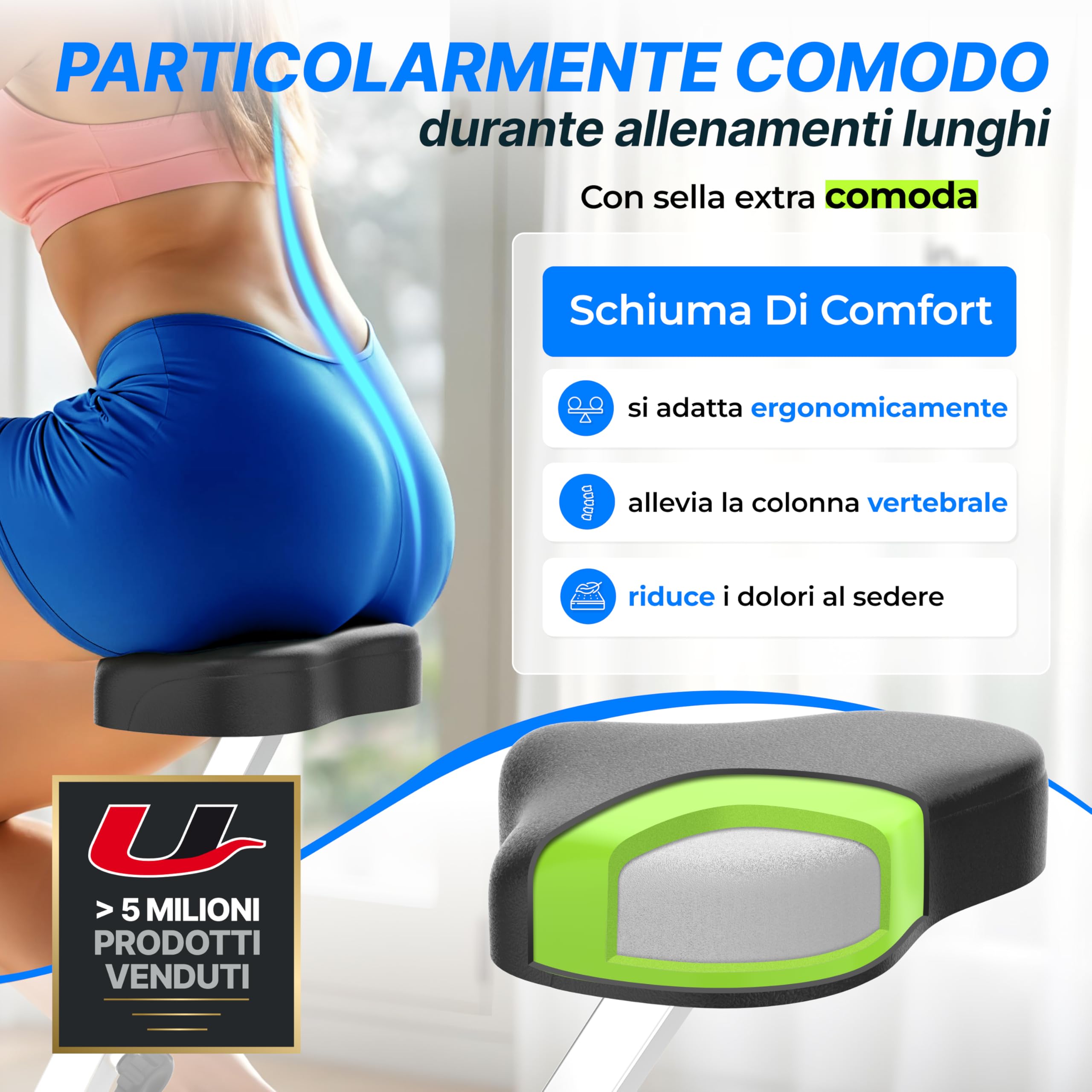 Ultrasport F-Bike Cyclette da Casa Pieghevole I Cyclette Pieghevole da Casa fino a 130 KG con Sella Extra Confortevole, LCD Display e Sensori delle Pulsazioni, Cyclette da Camera