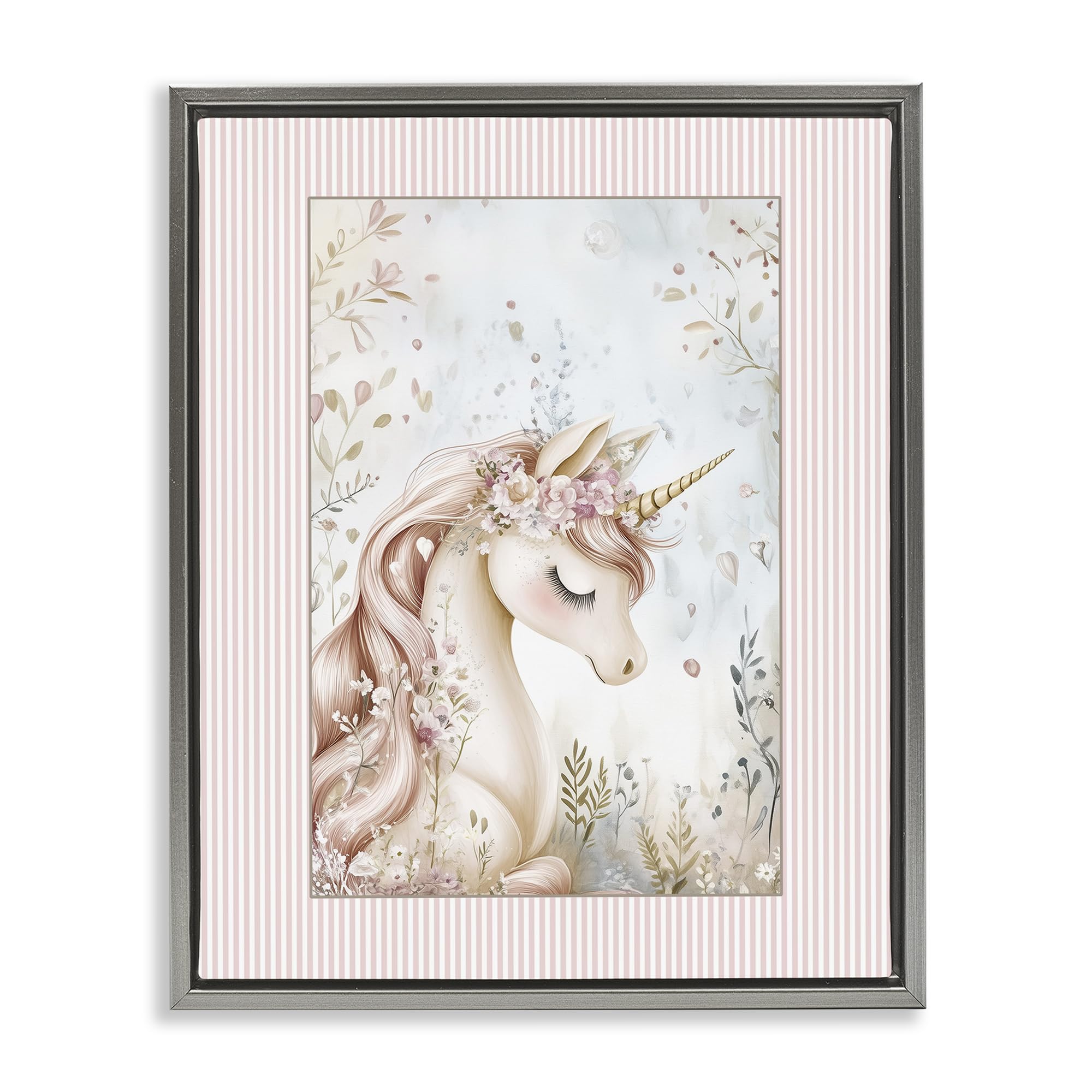 Stupell Industries 'Enchanted Dreams Unicorn', Floating Frame Canvas Art, Gray, 25 x 31 Inches, Easy to Hang and Sturdy, Made in USA, by Christine Simpson Art