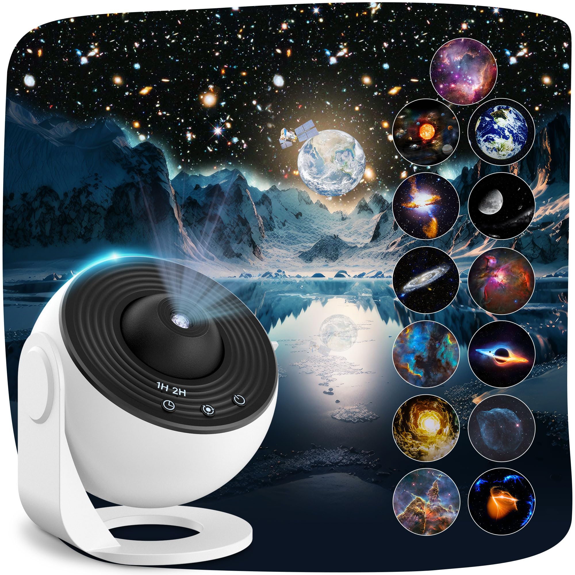13 in 1 Planetarium Star Projector, Mexllex Realistic Galaxy Light Projector with 12 Planet Discs, Starry Sky Night Light Projector Lamp, Moon Night Light for Kids Adults Ceiling Bedroom Living Room