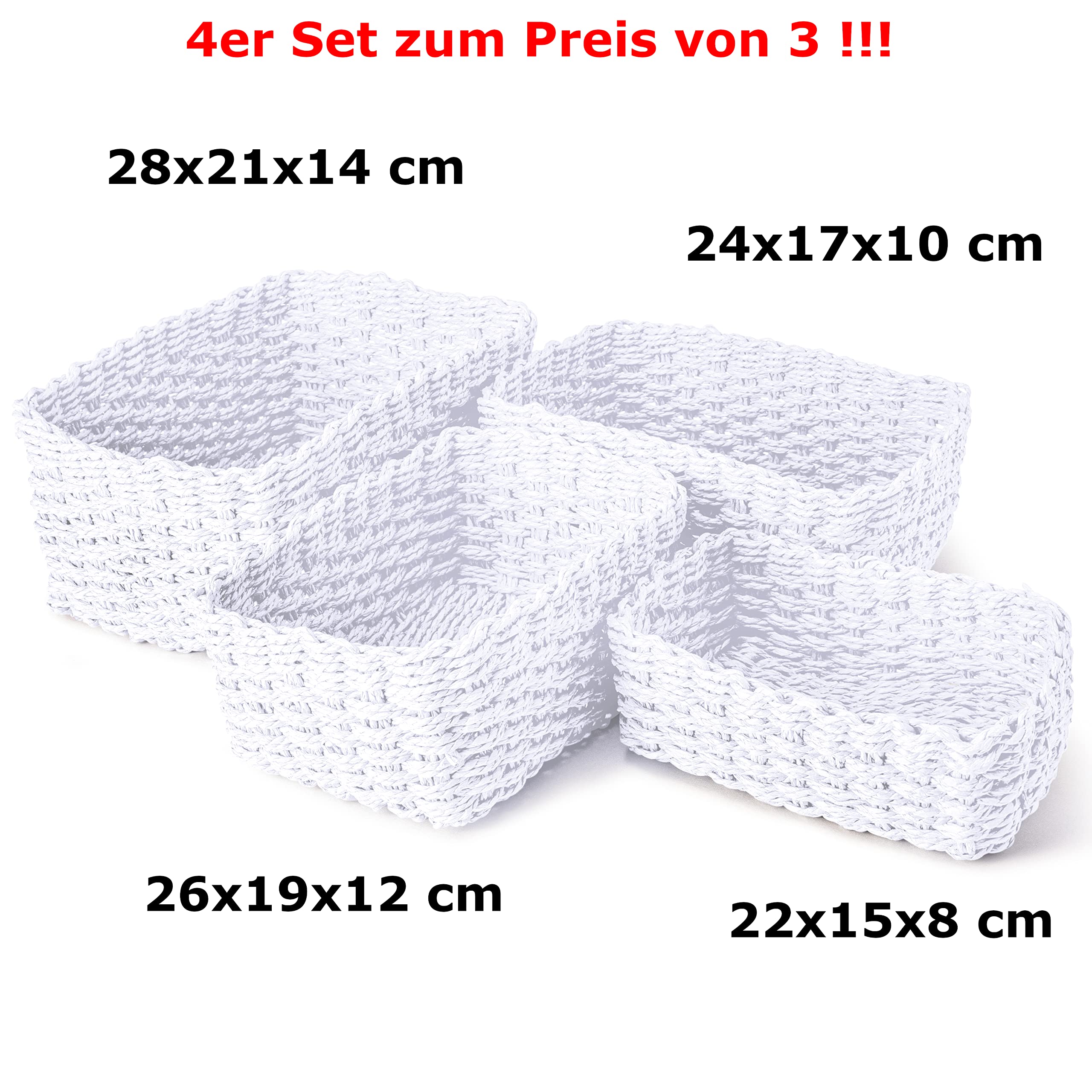 Lot De 4 Paniers Tressés En Papier Écologique Empilables – Rangement Naturel Pour Salle De Bain, Jouets & Cosmétiques