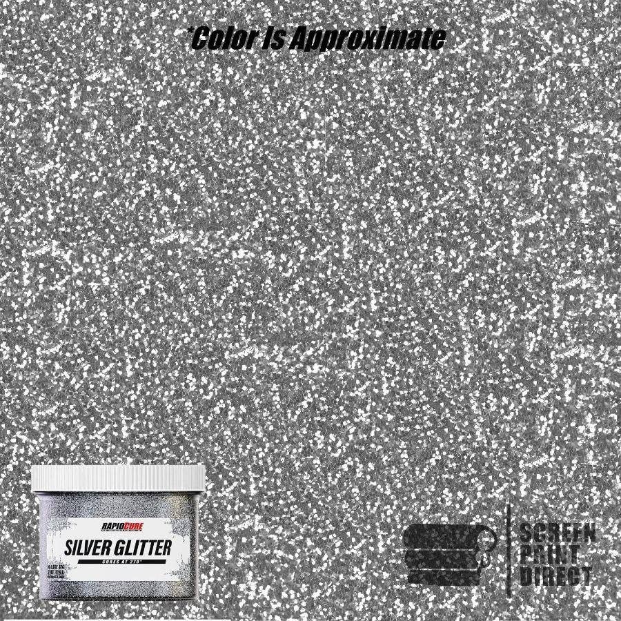 Rapid Cure® Silver Glitter Screen Printing Ink (8 oz.) - Silk Screen Ink for Fabric and Textiles, Non Phthalate Formula for Shirt Printing - Perfect Addition to Your Screen Printing Kit