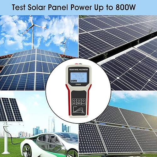Miniatura 7 de Medidor de potencia de panel solar de 800 W, monitor multímetro de panel fotovoltaico de mano, amplificador de voltaje MPPT con pantalla LCD