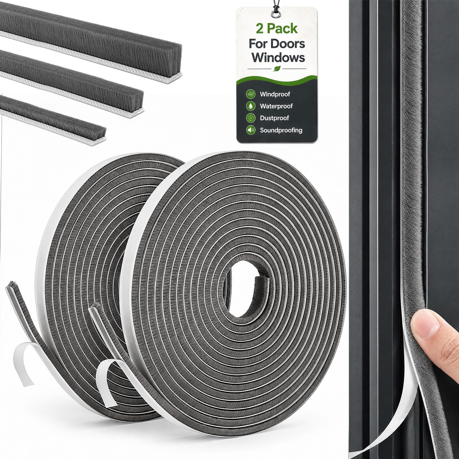 Self-Adhesive Weather Stripping 65Ft 2-Pack