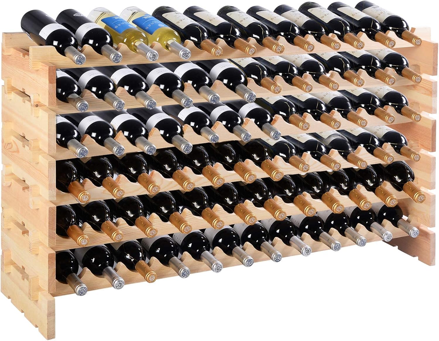 COSTWAY casier à vin en bois de pin 72 bouteilles