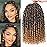 Leeven 8 Packs Ombre Blonde Pre-Twisted Passion Twist Hair With Curly Ends 10 Inch Short Passion Spring Twist Crochet Braids Hair Synthetic Bohemian Braiding Hair Extensions for Women T27
