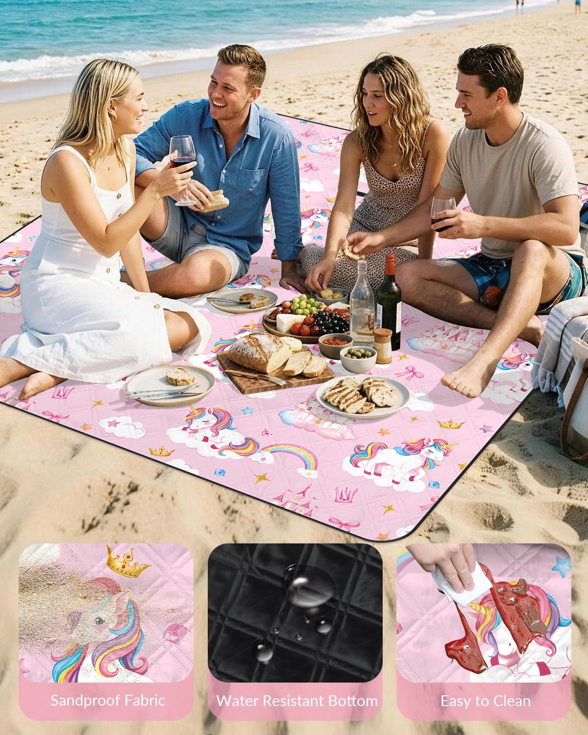 Couverture de pique-nique imperméable - 200 x 200 cm - Lavable en machine - Pour la famille et les enfants - Grand tapis de pique-nique rembourré matelassé - Anti-sable - Pour camping, plage