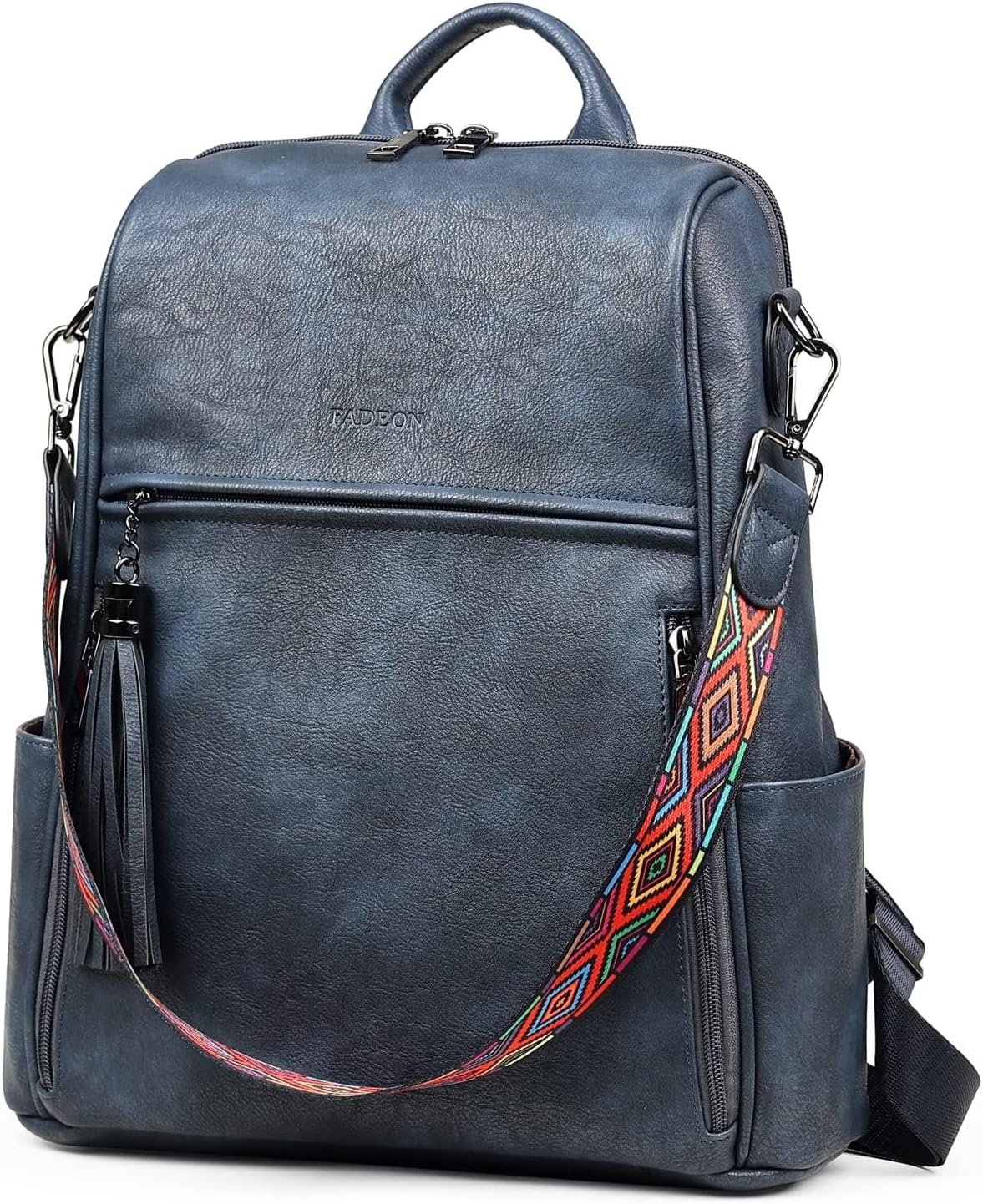 FADEON Leather Backpack Purse for Women Designer Travel Backpack Purses PU Fashion Ladies Shoulder Bag with Tassel - Image 5