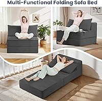 Vista 7 de Convertible Sofa Bed, Fold Out Chair with Pillow, Versatile Floor Couch with Back Support, Portable Chair Bed Comfy Floor Lounge Sofa for Living