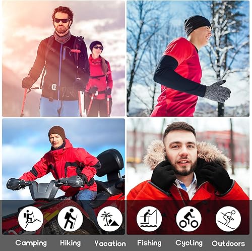 Miniatura 7 de SATINIOR Guantes de invierno para hombre, 4 pares de guantes cálidos con forro polar para pantalla táctil, guantes térmicos para clima frío para