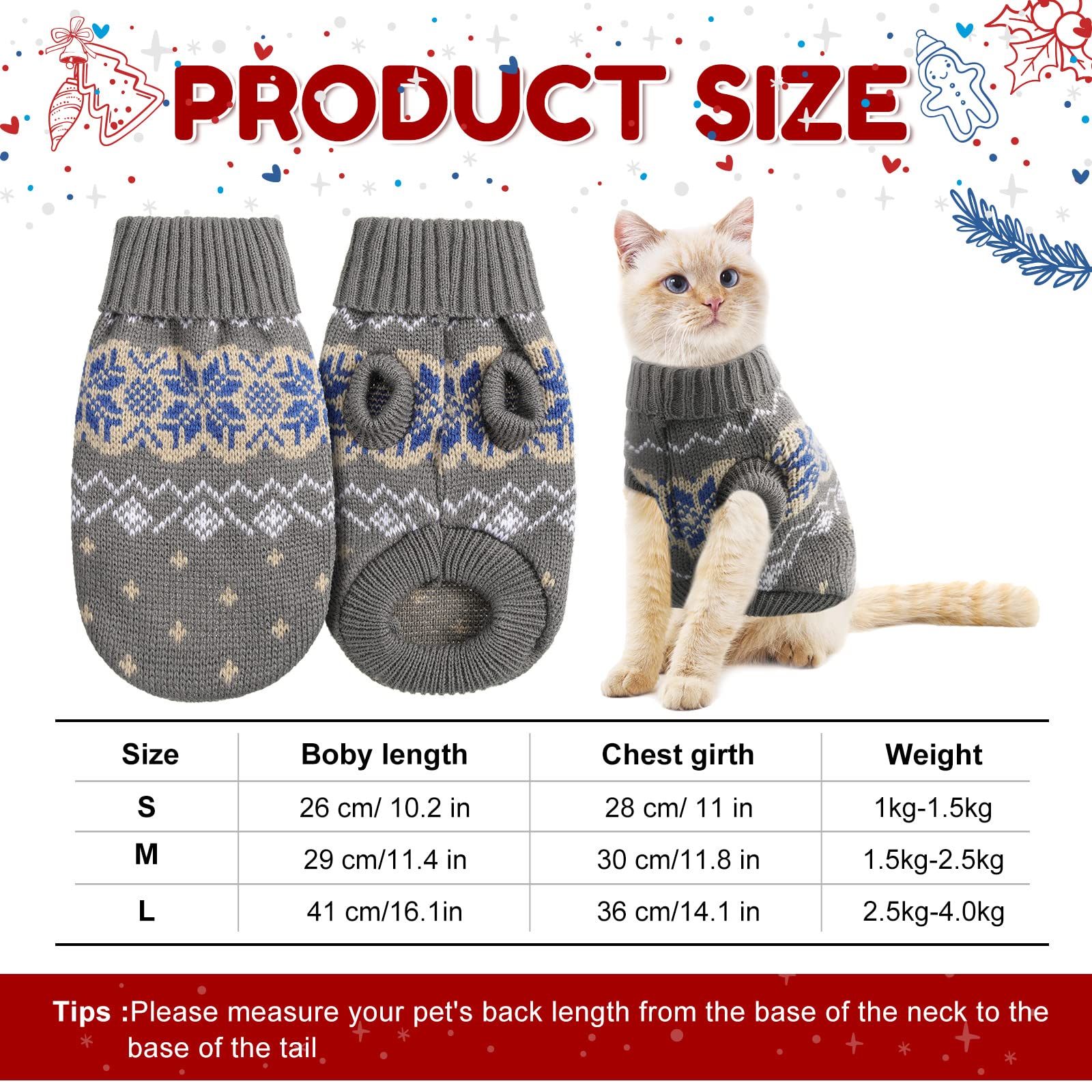 Maglione natalizio per cani di piccola taglia, per gatti e gatti, 2 pezzi