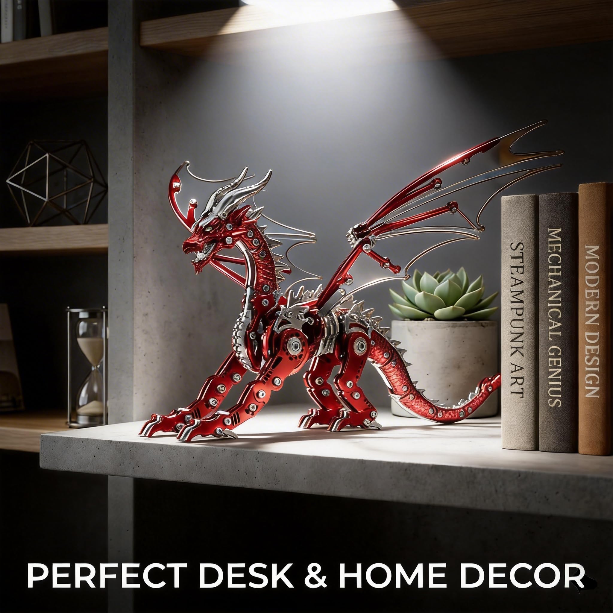 LONGPIN 3D Puzzles for Adults,Metal Dinosaur Puzzle Building Set,Collectible Mechanical Engineering Crafts for Home Office Decoration & Gift(Gold)