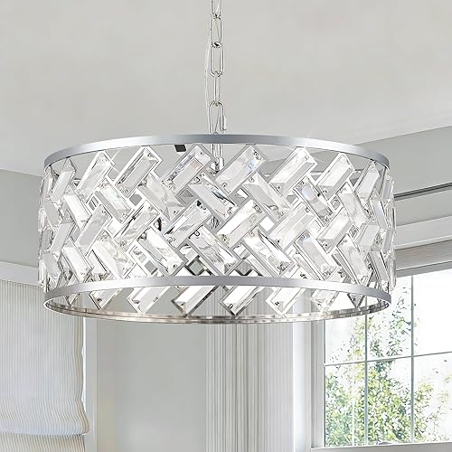 Miniatura 14 de Gold Crystal Chandelier,3-Light Morden Dining Room Light Fixture,12.4" Small Round Pendant Light for Bedroom Kitchen Foryer Entryway Hallway Living