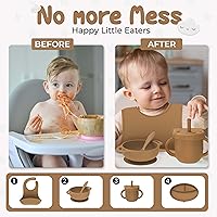 Vista 2 de Silicone Baby Feeding Set - Baby Led Weaning Supplies - 6PC Self Feeding Baby Utensils; Suction Plate, Bowl, Bib, Cup, Spoon, Fork - First Stage
