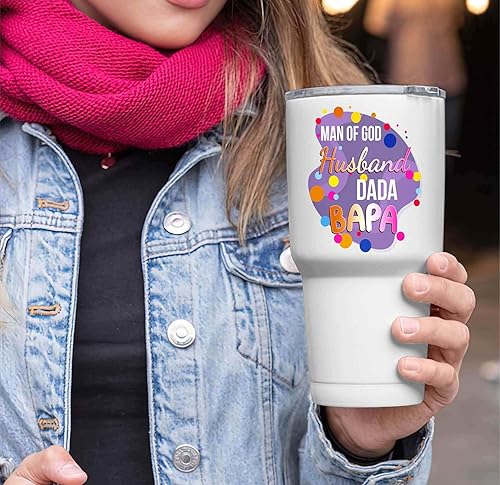 Miniatura 3 de Inspirational Gift Unique Christian Gifts for Husband Dada Bapa - Prayers Of Believers, Father's Day Gift - 30 Oz White Stainless Steel Large Tumbler