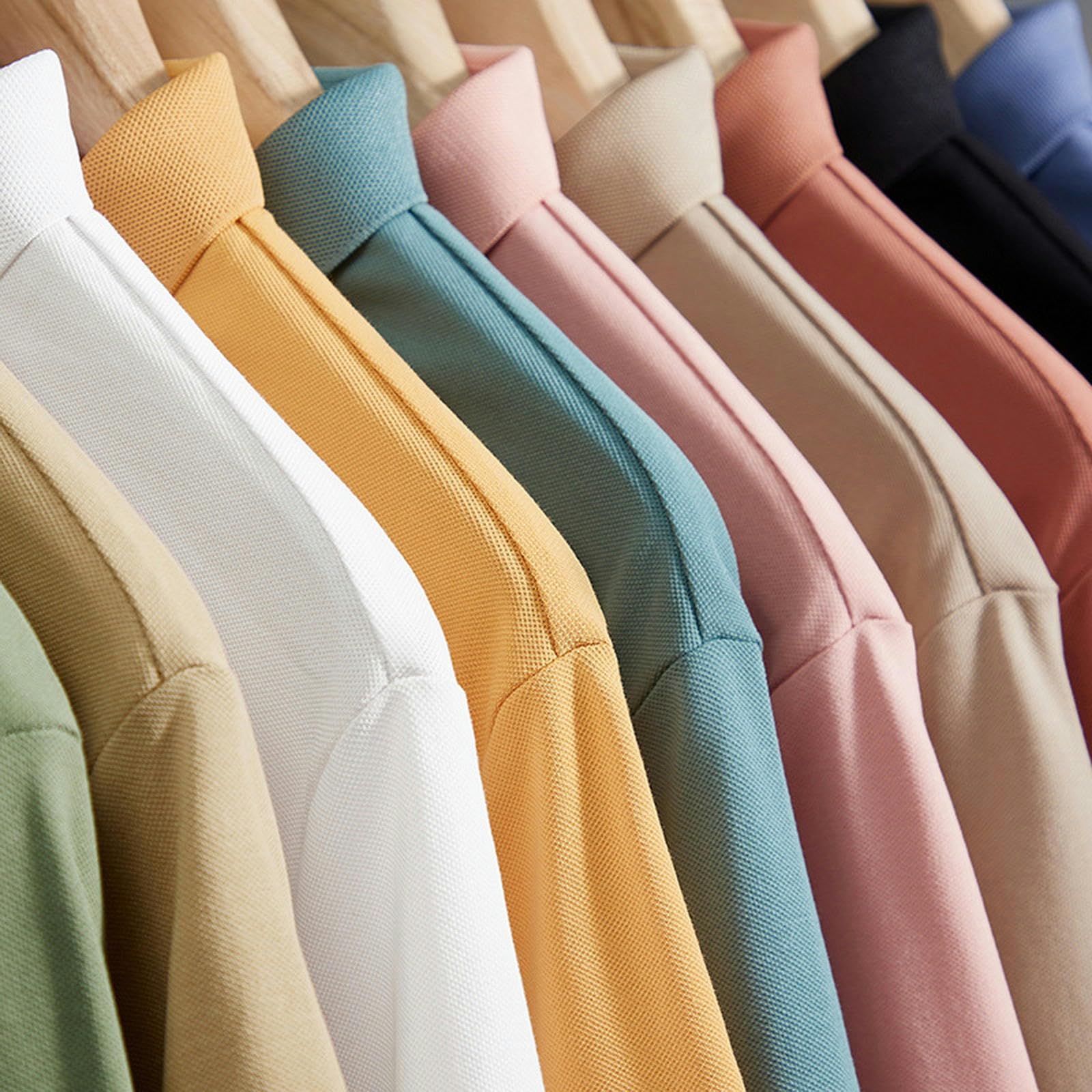 TEidea Męskie T-shirty Prosty Styl Męskie T-shirty Koszulka polo z krótkim rękawem, tkanina bawełniana, dekolt w jednolitym kolorze