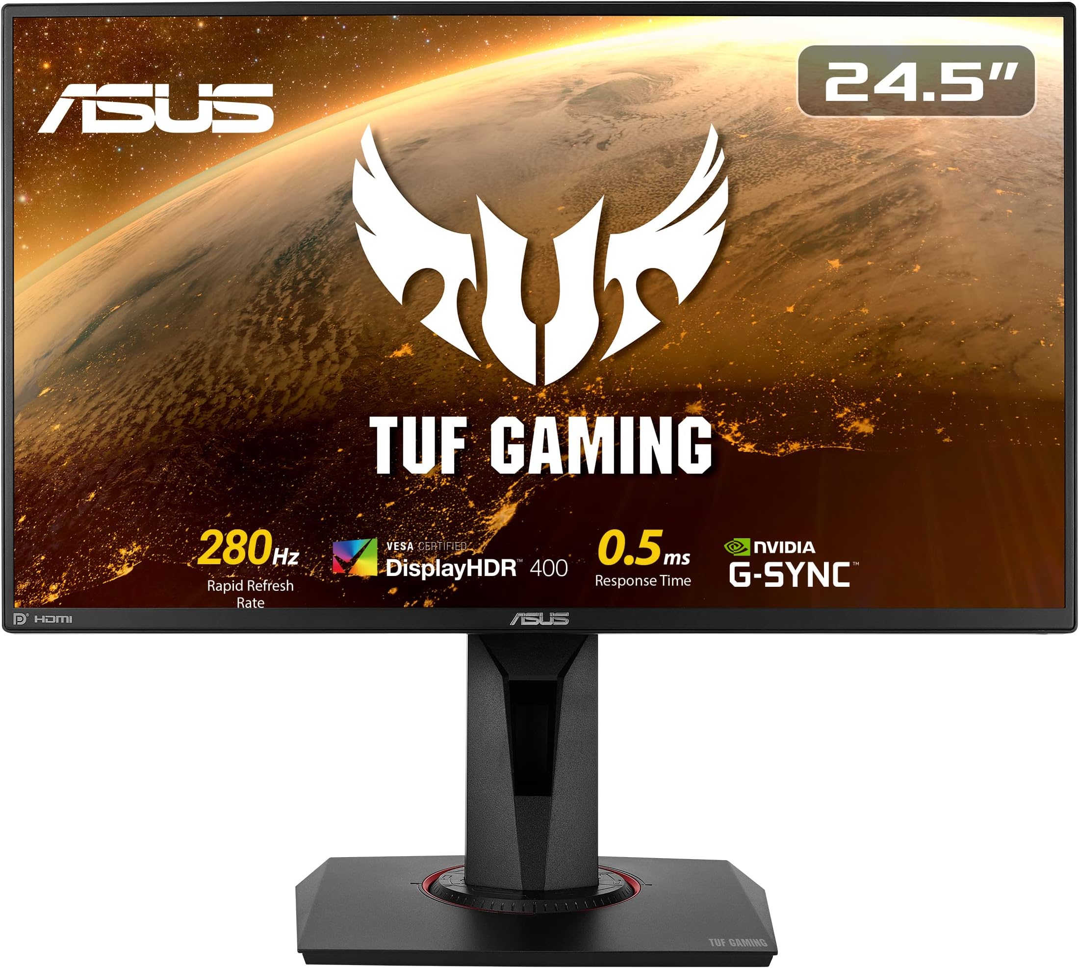ASUS TUF Gaming VG258QM Gaming Monitor – 24.5 inch Full HD (1920x1080), 280Hz*, 0.5ms (GTG), Extreme Low Motion Blur Sync, G-SYNC Compatible, DisplayHDR 400