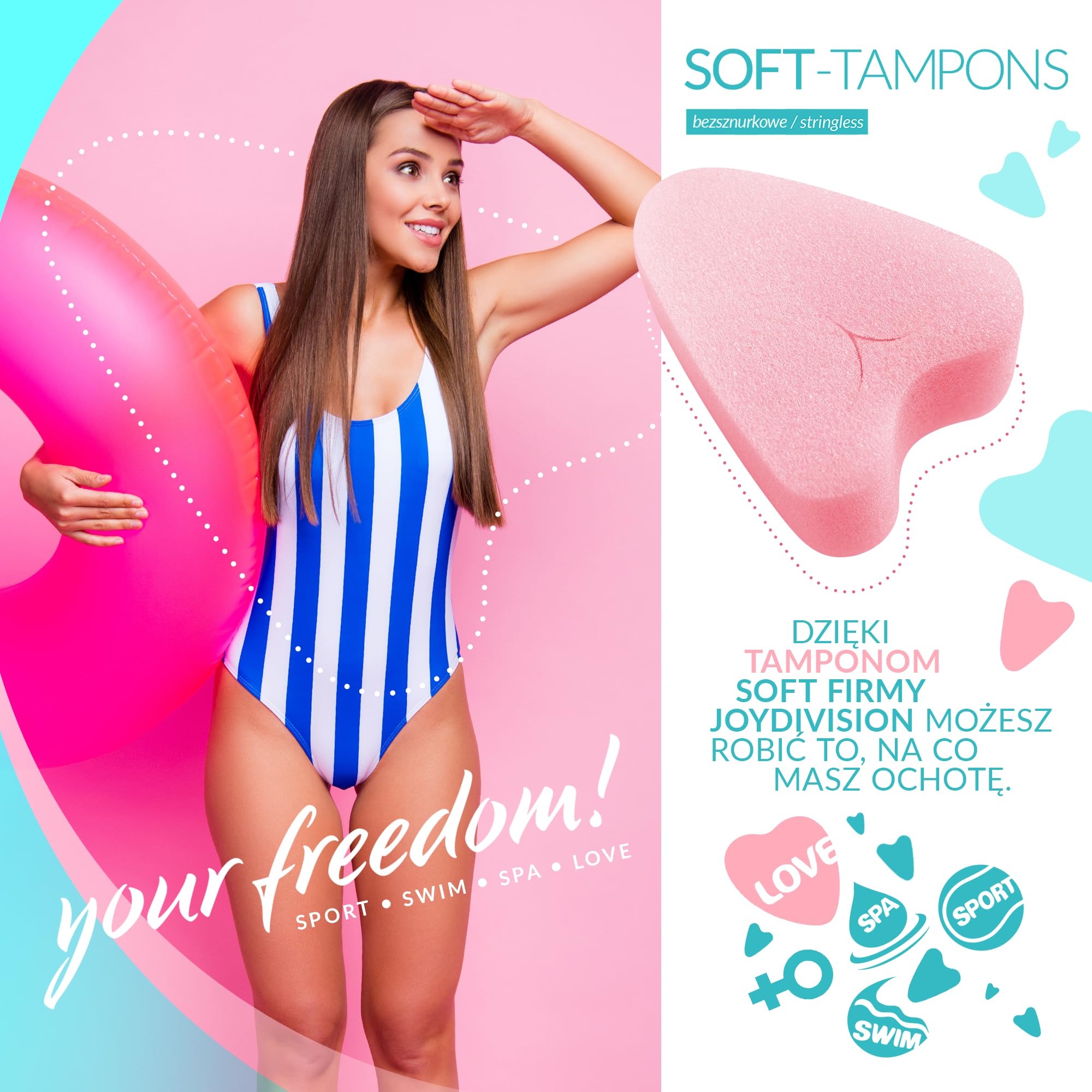 JOYDIVISION Soft-Tampons mini I 50 sztuk I Tampony bez sznurka do sportu, pływania i Spa I Gąbeczka menstruacyjna ultra soft I Łatwe wprowadzanie i usuwanie I Miękki tampon bez sznurka