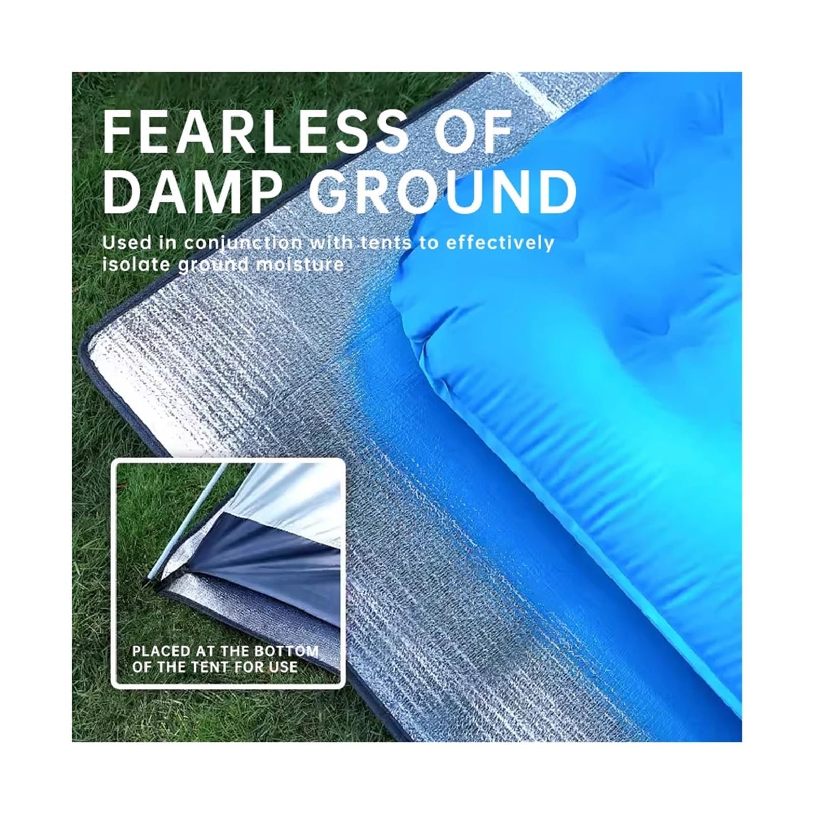 Manta Picnic Estera de Piso película Aluminio Doble Cara for Exteriores, Estera Espuma Aislante a Prueba Humedad, Impermeable for Camping, Picnic, for Tienda Playa(2x2m 2pcs)
