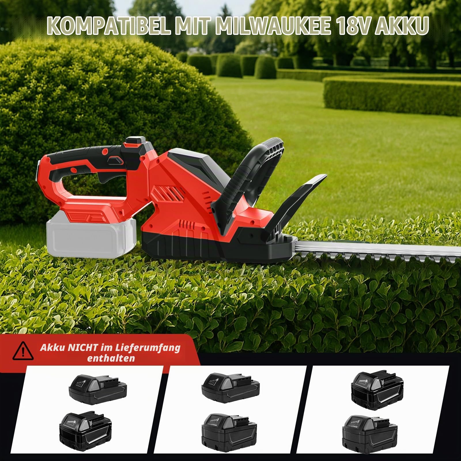 Akku Grasschere Strauchschere kompatibel mit Milwaukee 18V (Ohne akku)