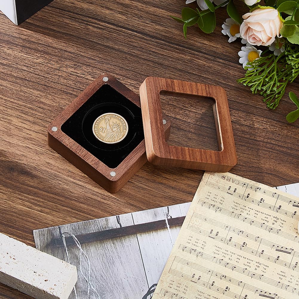 SUPERFINDINGS Single Coins Storage Case Wood Challenge Coin Dispaly Case Coins Presentation Box with Black Velvet 40mm Slot Coins Holder with Acrylic Clear Window for Collection - Image 4
