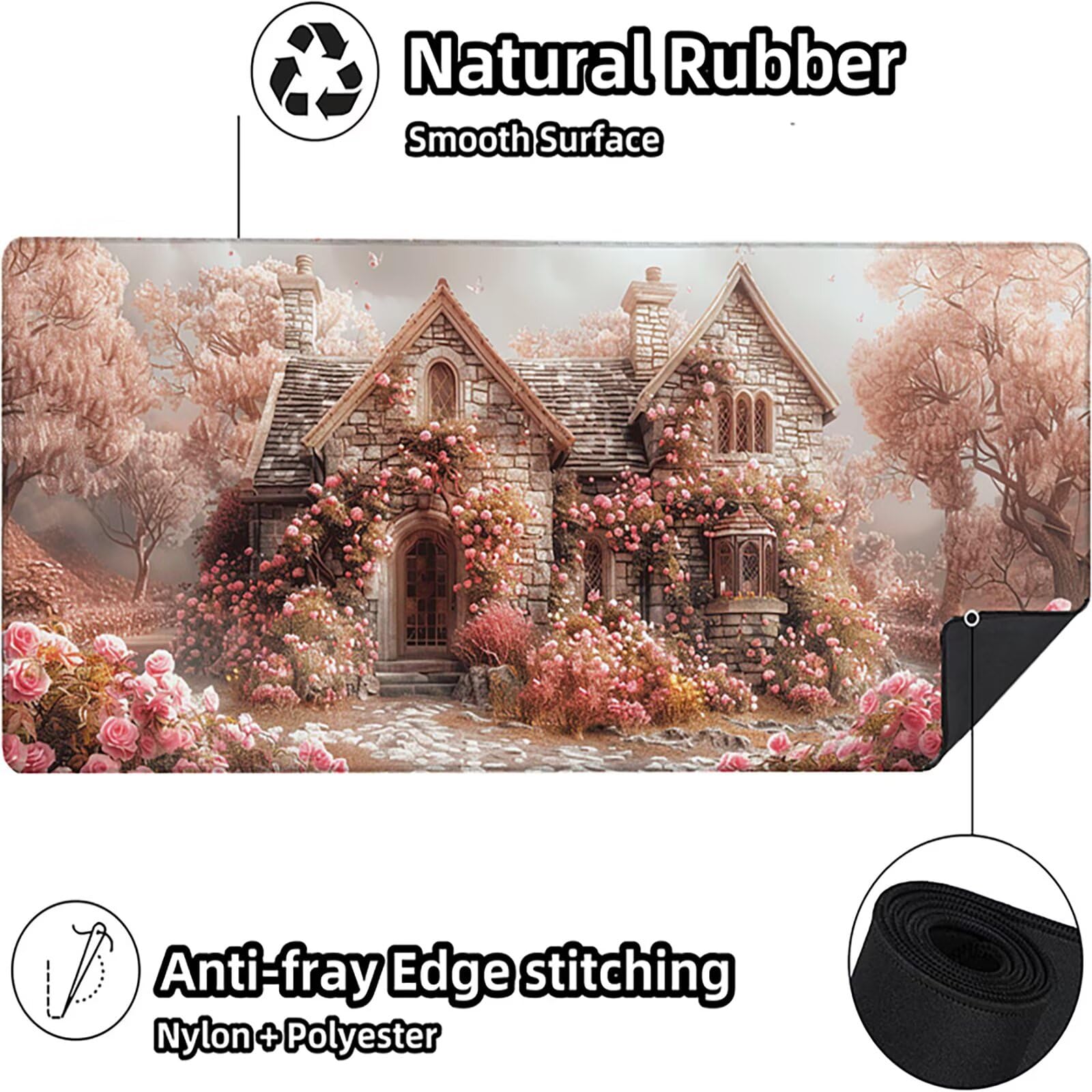 Casas Alfombrilla Ratón Gaming XXL 1500x800 mm, Alfombrilla Gaming Rosa Mousepad con Base de Goma Antideslizante, Impermeable Desk Mat para Teclado y Raton, Accesorios Gaming, Regalos de Hombre W-K