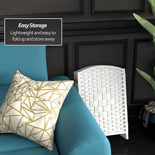 Miniatura 10 de Red Lantern Pantalla plegable de fibra de tejido de diamante corto de 2 pies - Mocha oscuro - 4 paneles