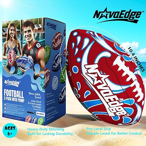 Miniatura 2 de Hydro Water Football - 10.4-Inch Neoprene Pool Football for All Ages for Water Play in Pool, Lake & Beach Secure-Grip with Real Laces Includes