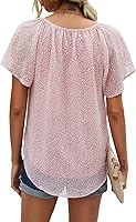 Vista 5 de Mansy - Blusas sueltas de verano con cuello en V y estampado floral para mujer